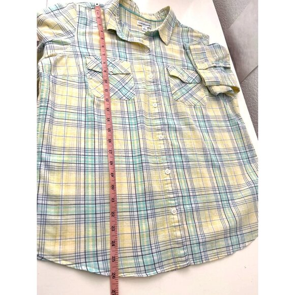 Croft & Barrow Women Plaid Button-Up Shirt Size L - Picture 6 of 8